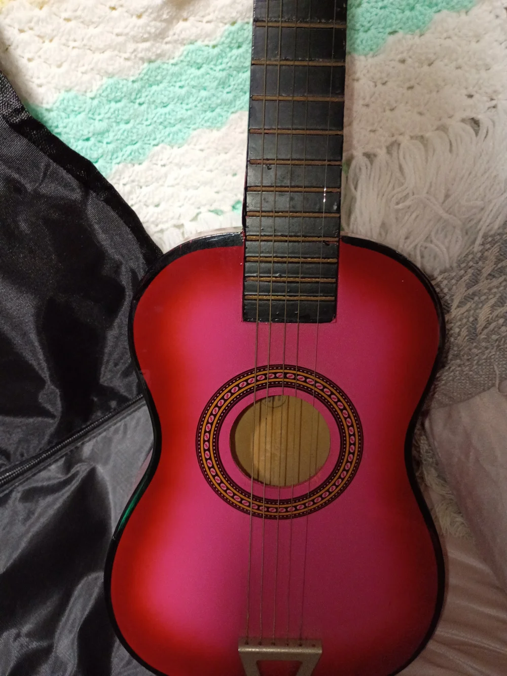 Kids Pink Mini Acoustic Real Guitar- Beginner Practice Guitar